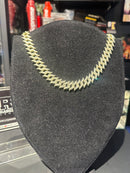 Corrente Ice Spike Cravejada Em Zicornia Cubica Dourada 45 CM - Pronta Entrega