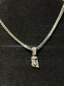 Corrente Cravejada Pingente Jesus Cristo Em Zicornia Cubica Prata 45 CM - Pronta Entrega