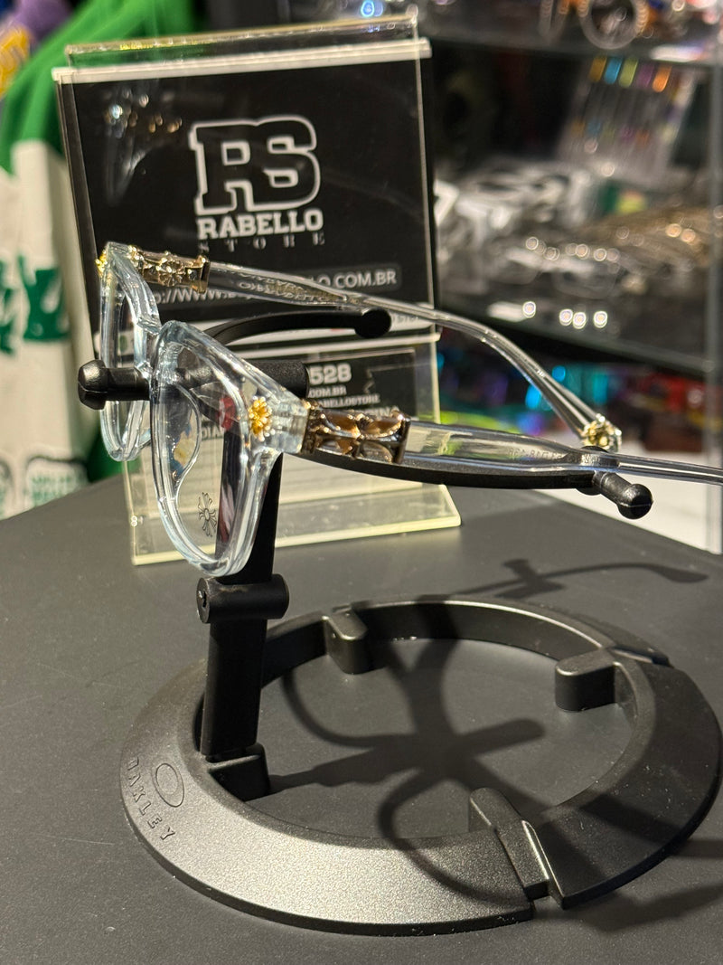 Óculos Chrome Hearts Armação Transparente Gold Lente Clear - Pronta Entrega