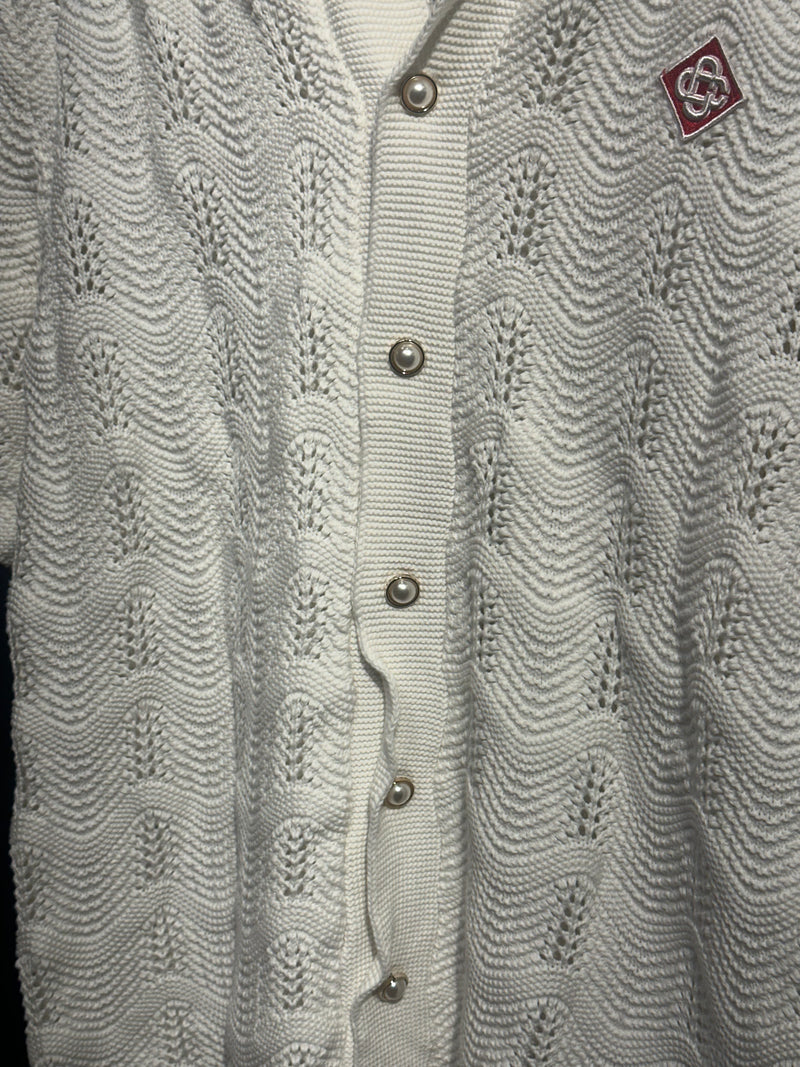 Conjunto Casablanca Crochê Camisa Manga Curta + Short White - Pronta Entrega