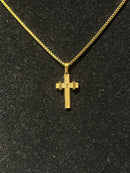 Corrente Banhada Pingente Cruz/Pai Nosso 25 CM - Pronta Entrega