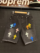 Short Chrome Hearts Jeans Cruz Multicolor - Pronta Entrega