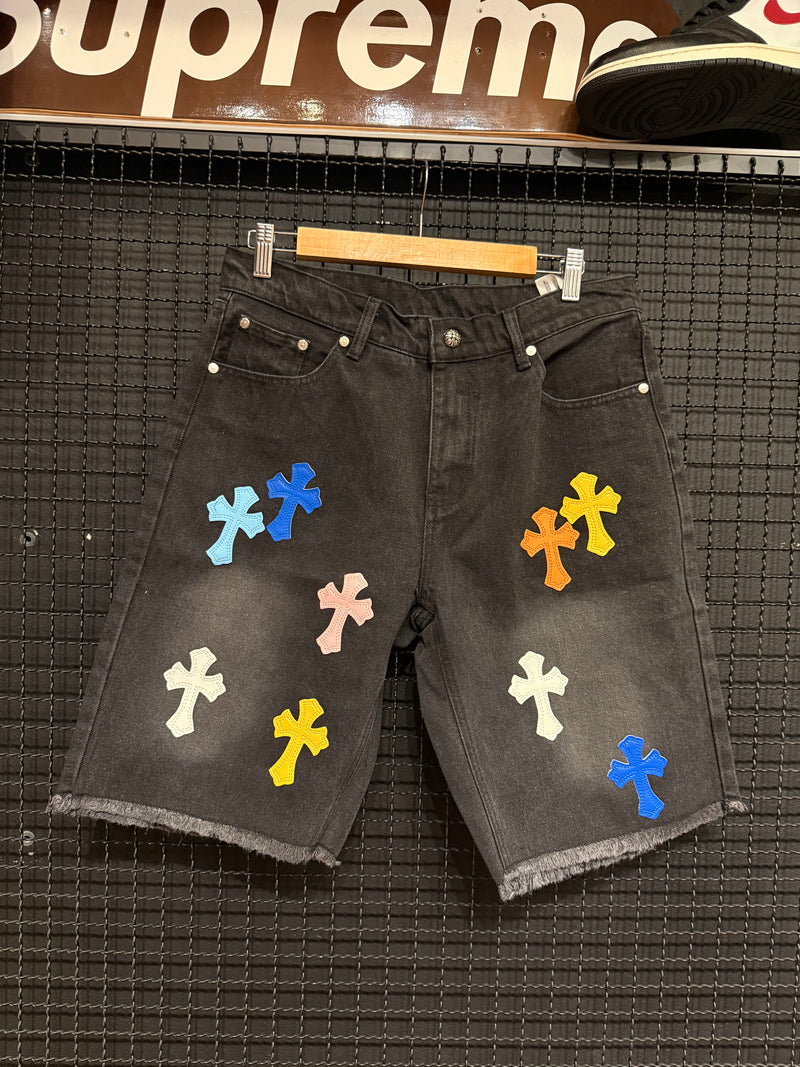 Short Chrome Hearts Jeans Cruz Multicolor - Pronta Entrega
