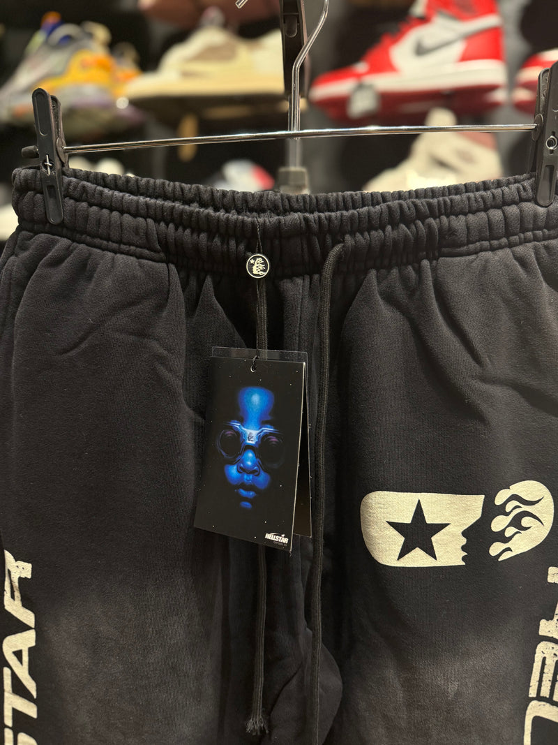 Calça Hellstar Moletom Track Print Destonado Preto - Pronta Entrega