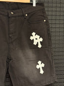 Short Chrome Hearts Black Jeans White Cruz - Pronta Entrega
