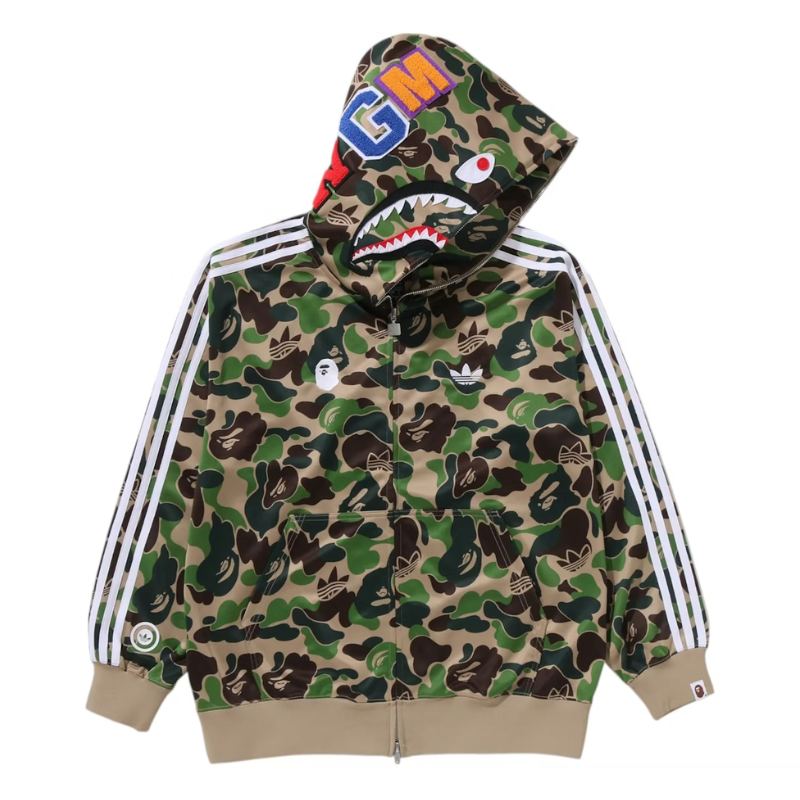Jaqueta BAPE x Adidas Shark Track Hoodie Crew Green - Encomenda
