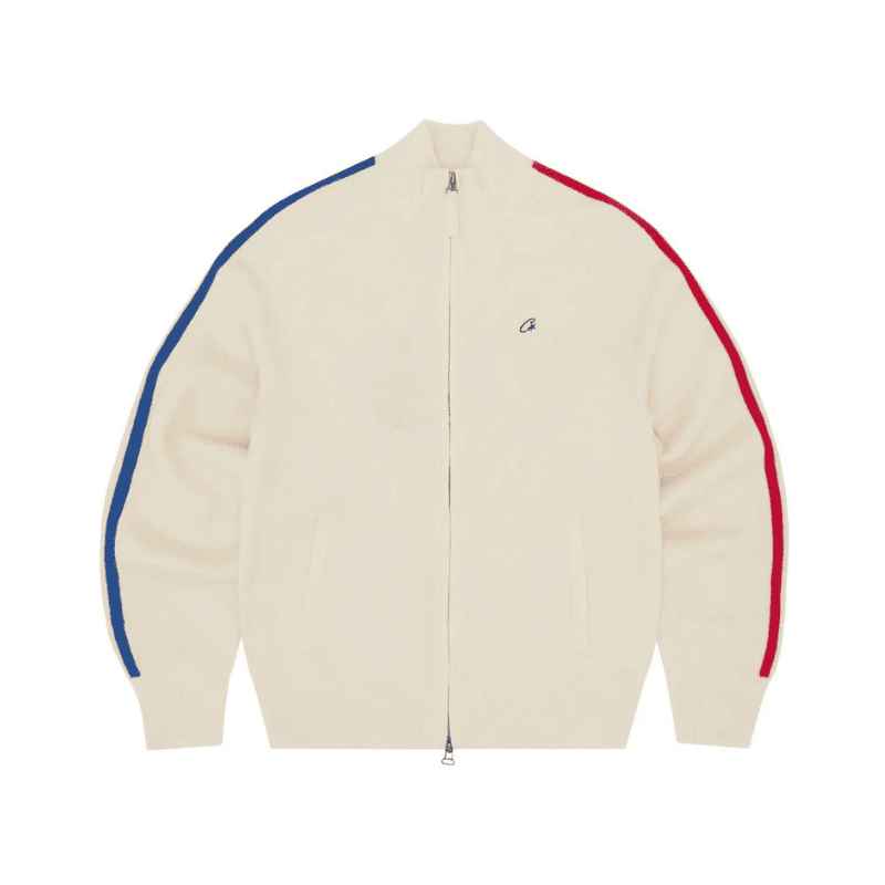 Jaqueta Corteiz Knit Zip Up Fleece Cream - ENCOMENDA