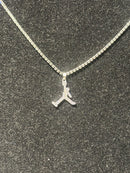 Corrente Riviera Cravejada Pingente Air Jordan Em Zicornia Cubica Prata 50 CM - Pronta Entrega