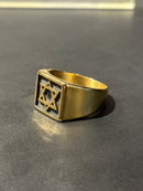 Anel Aço Inoxidável Dourado Estrela de Davi Fundo Black 33 CM - Pronta Entrega