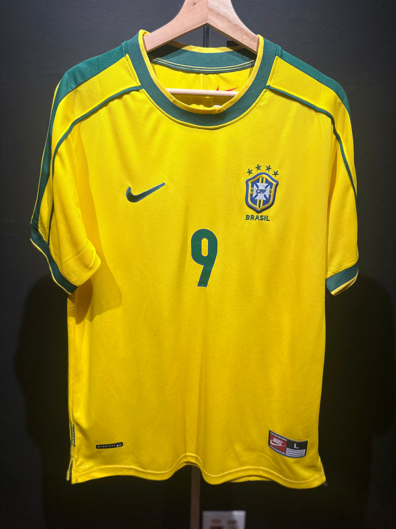 Camiseta Nike Retrô Seleção Brasileira 1998 Ronaldo Fenômeno #9 - Pronta Entrega
