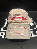 Boné Aba Curva Diesel Desbotado Cinza/Vermelho - Pronta Entrega