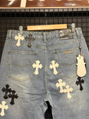 Calça Jeans Chrome Hearts Cruz Black White - Pronta Entrega