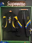 Conjunto Tracksuit Jordan Brasil Preto Amarelo 2026/27 - Pronta Entrega