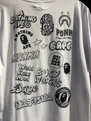 Camiseta BAPE ‘Abathing Ape’ Logos Branca - Pronta Entrega