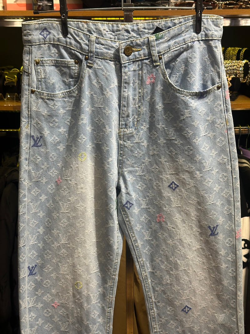 Calça Louis Vuitton By Tyler, The Creator Monogram Jeans Claro - Pronta Entrega