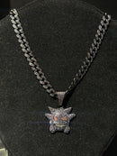 Corrente Cravejada Purple Pingente Gengar Em Zicornia Cubica 45 CM - Pronta Entrega