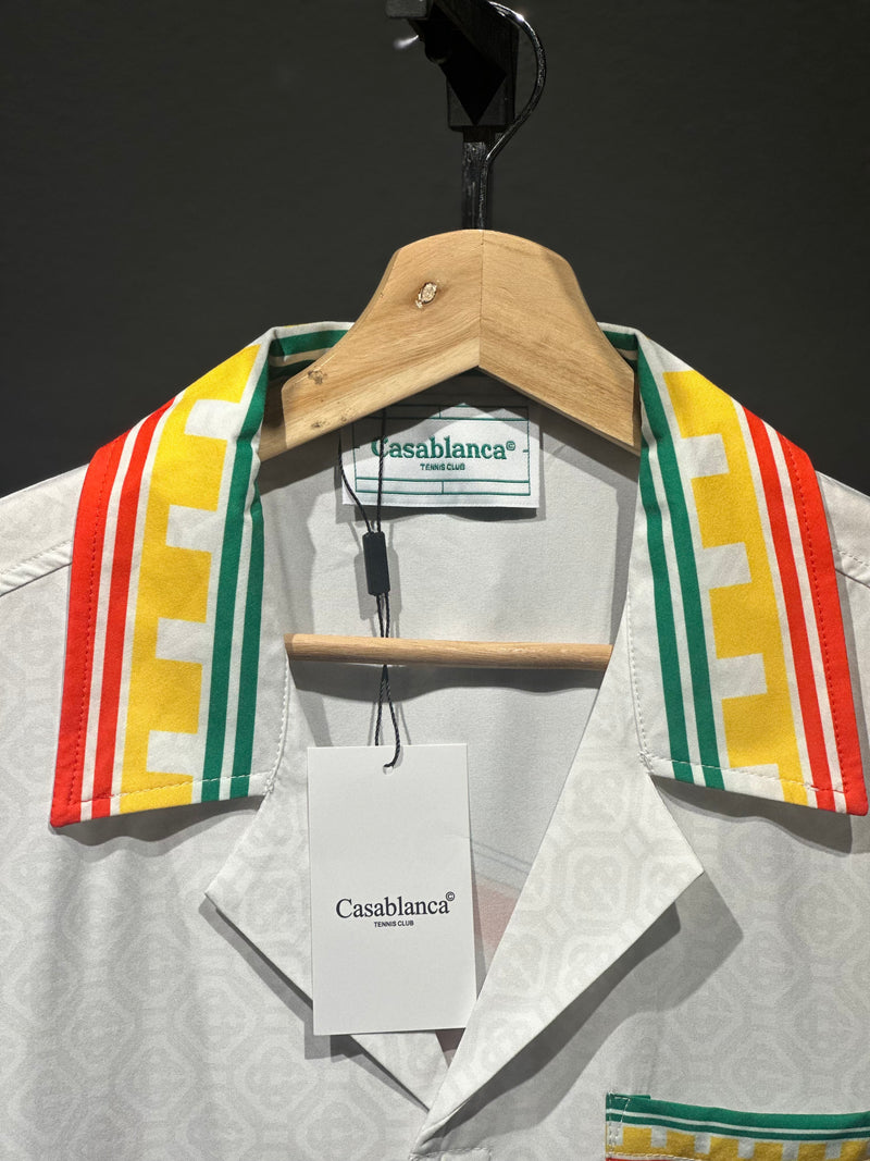 Conjunto Casablanca Seda Padronagem Monogramada Red Ring - Pronta Entrega