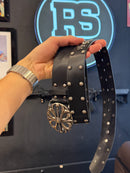 Cinto Chrome Hearts 105 CM Couro Liso Fivela Metal  - Pronta Entrega