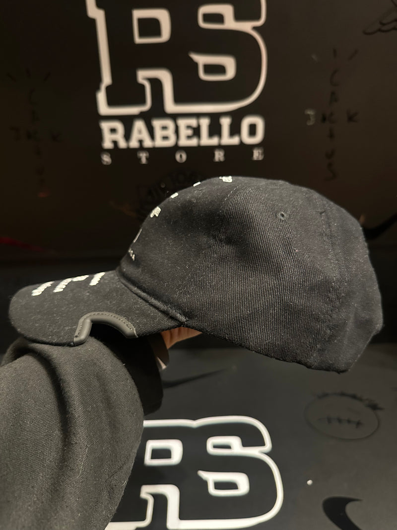 Boné Balenciaga Preto Aba Curva Cortada MultiLogo - Pronta Entrega