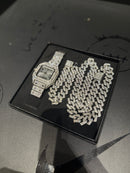 Kit Square Ice Corrente + Pulseira + Relógio - Pronta Entrega