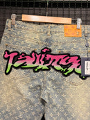 Calça Louis Vuitton “Graffiti Monogram” Jeans Claro - Pronta Entrega