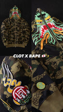 Jaqueta Bape X Clot Shark Camo Relaxed Full Zip - Pronta Entrega