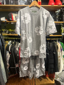 Conjunto Denim Tears Cinza Claro/Branco - Pronta Entregar