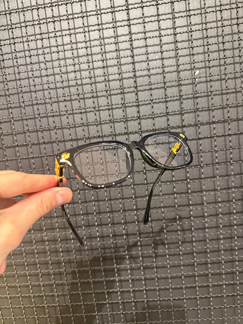 Óculos Chrome Hearts Armação Preto Logo Gold - Pronta Entrega