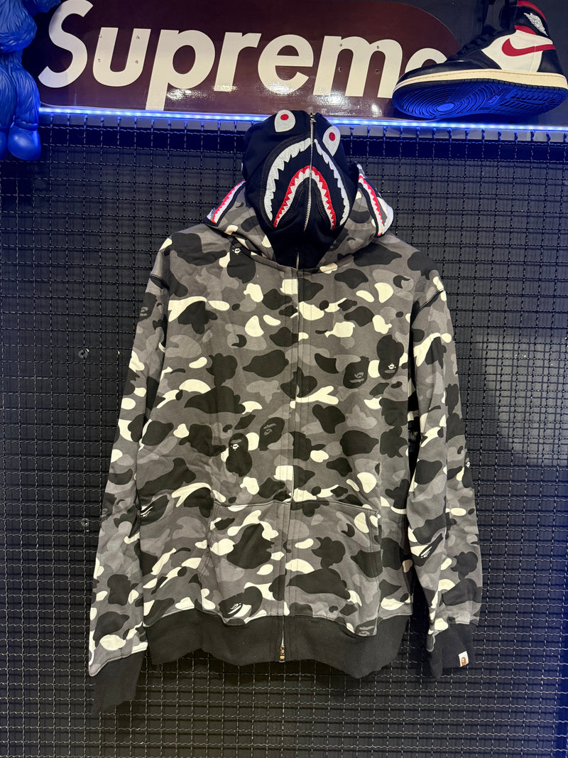 Jaqueta BAPE Shark Camo Black White  Duo Hoodie Black - Pronta Entrega