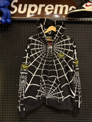 Jaqueta Vanson Leathers x Supreme Moletom Spider-Man Zip Up Hooded Black SS26-W14 - Pronta Entrega