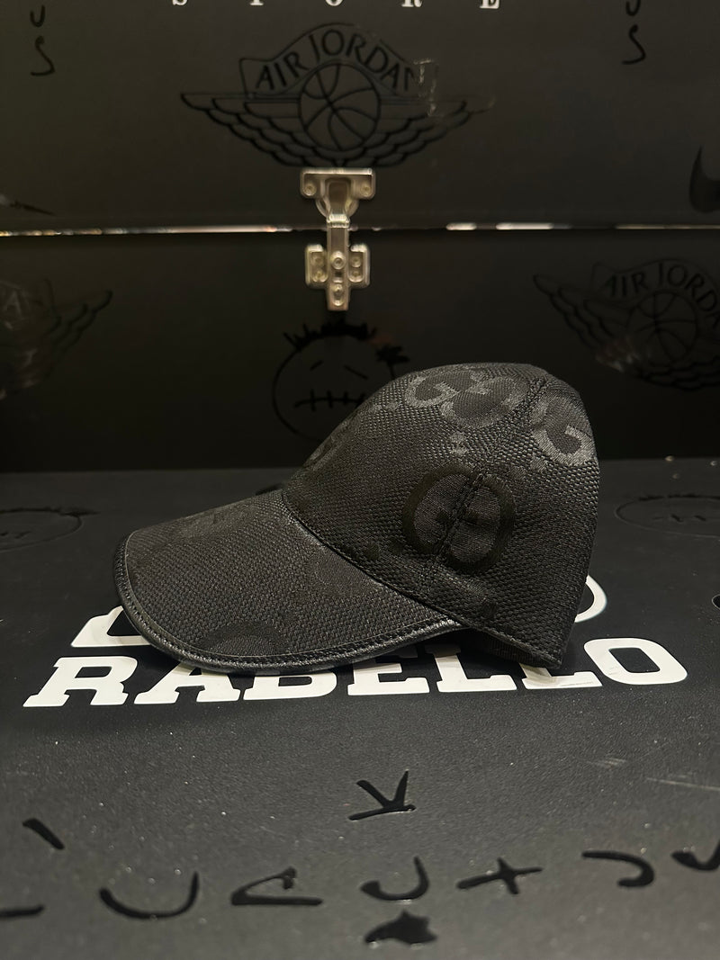Boné Gucci Black Aba Curva Logo Grande - Pronta Entrega