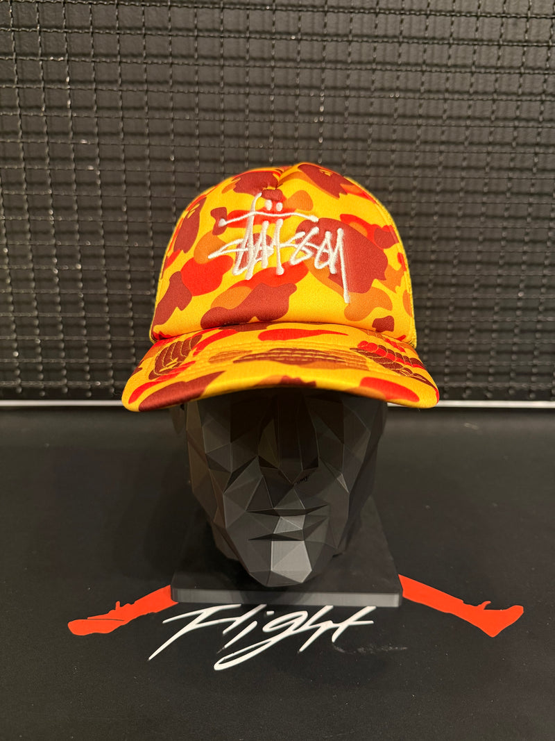 Boné Stussy x Bape Camo Yellow - Pronta Entrega