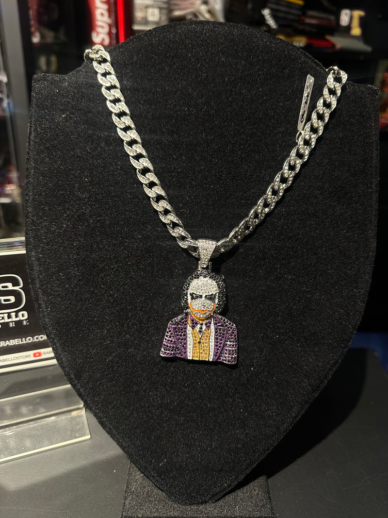 Corrente Cravejada Pingente Joker Em Zicornia Cubica Prata 50 CM - Pronta Entrega