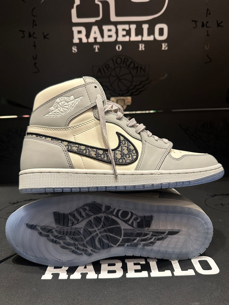 Tênis Nike Air Jordan 1 High X Dior Wolf Grey - Pronta Entrega