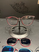 Óculos Rayban Redondo Armação Vermelho Preto Clip-On 3 em 1 Multi Cores - Pronta Entrega