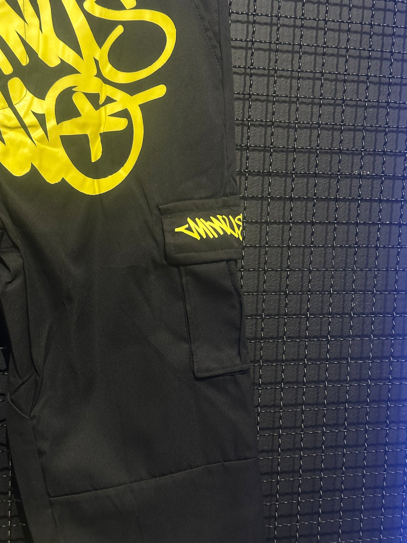 Calça Sarja Minus Two Preta Logo Amarelo - Pronta Entrega