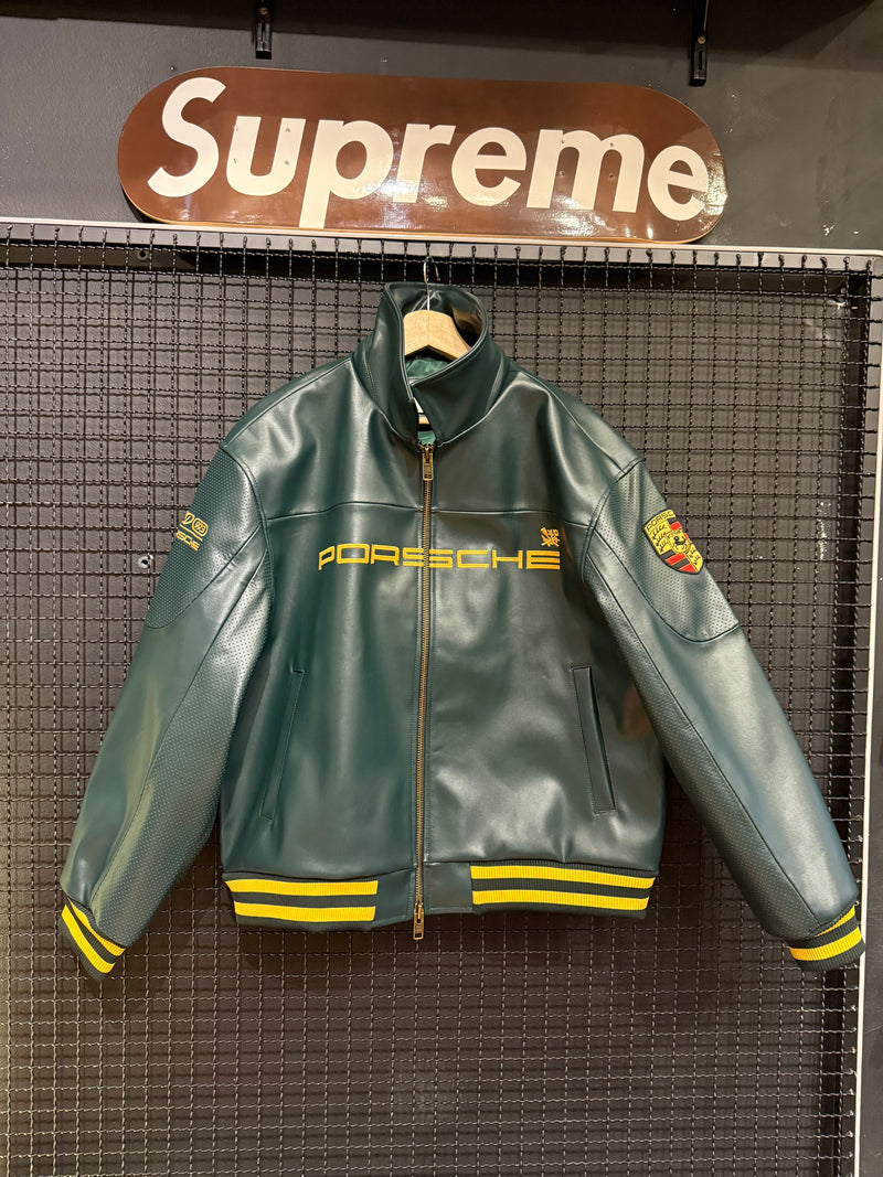 Jaqueta de Couro Aimé Leon Dore x Porsche 993 Turbo British Racing Green - Pronta Entrega