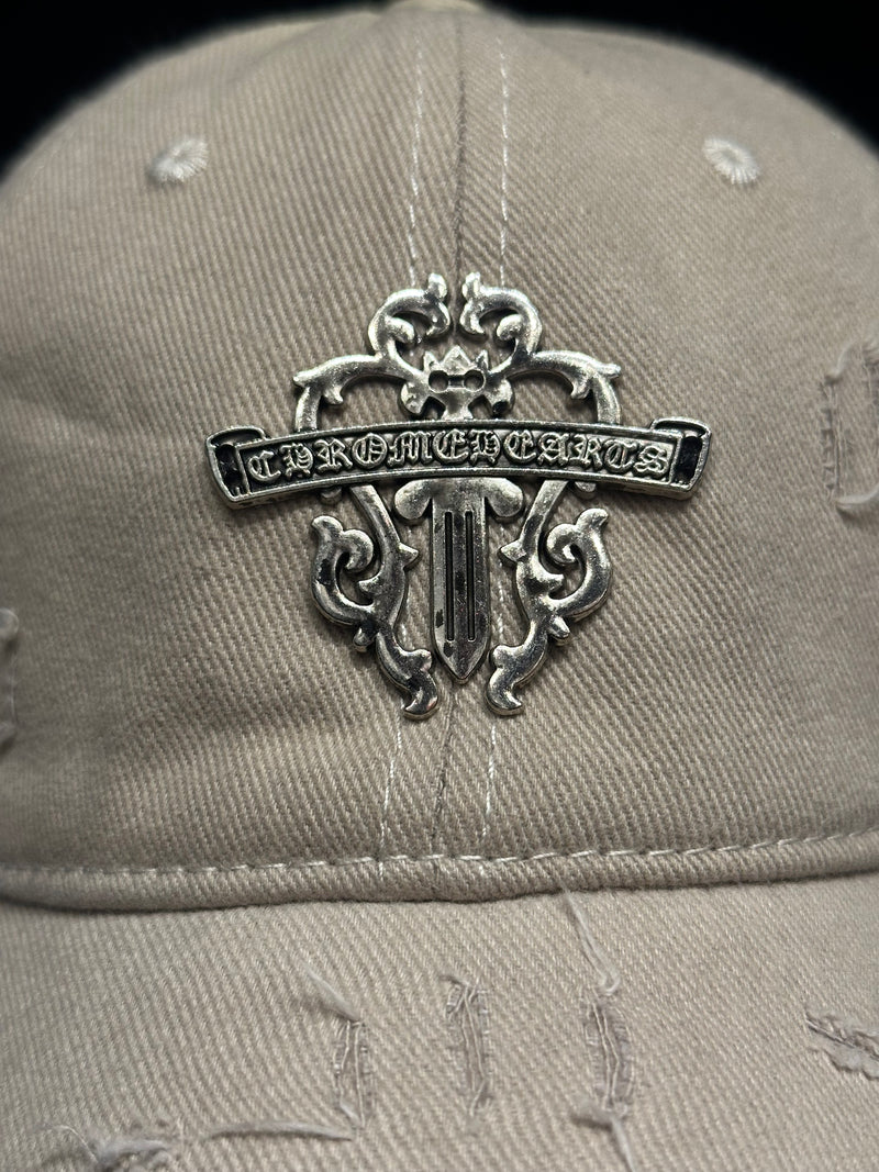 Boné Aba Curva Chrome Hearts Triple Cruz Bege - Pronta Entrega