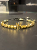 Pulseira Aço Inoxidável Dourada Com Coroa 20 CM - Pronta Entrega