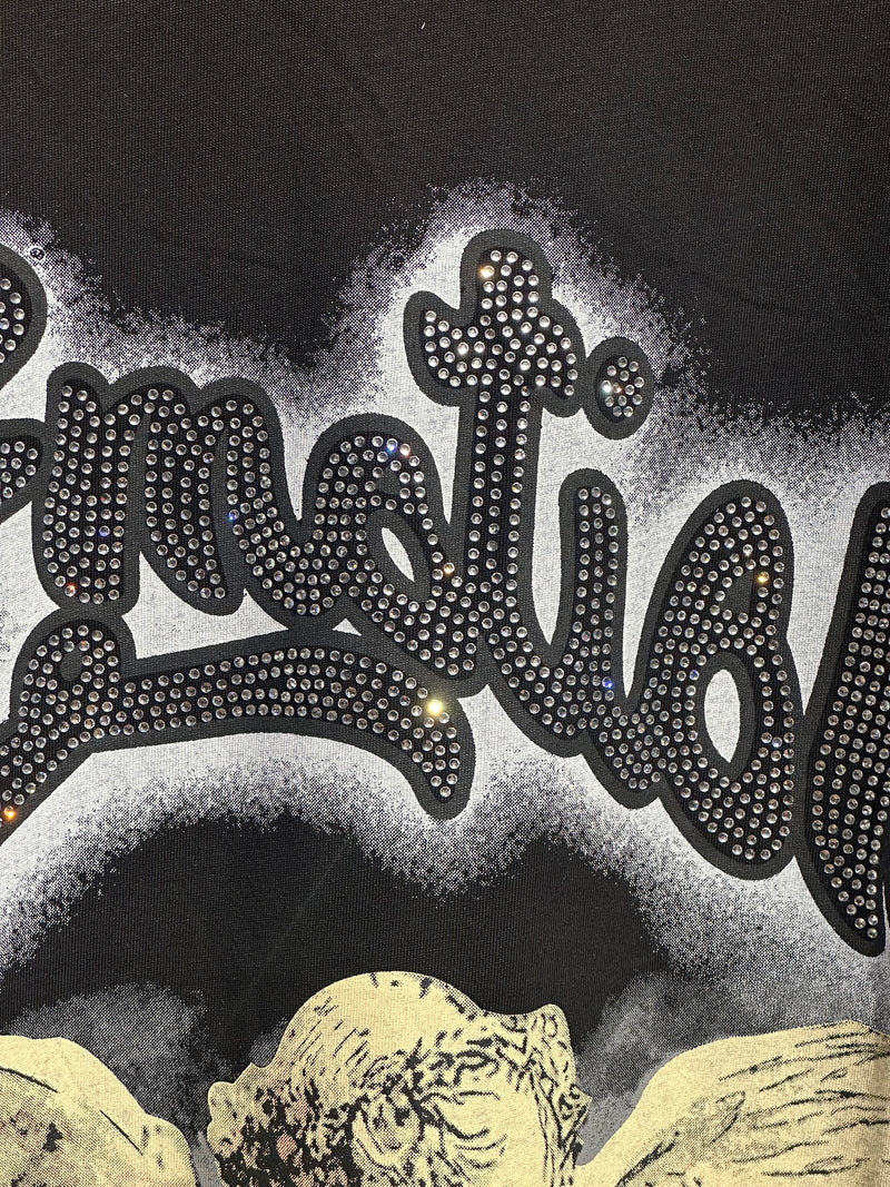 Camiseta Mixed Emotions Cupid Rhinestone Black - Pronta Entrega