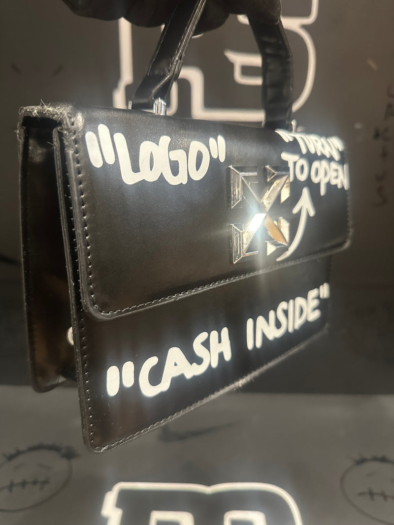 Bolsa OFF-WHITE 1.4 Jitney Bag "CASH INSIDE" Off White Preta - Pronta Entrega