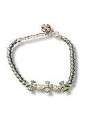 Pulseira Chrome Hearts Pérolas Prata Cruzes 19 + 5 CM - Pronta Entrega