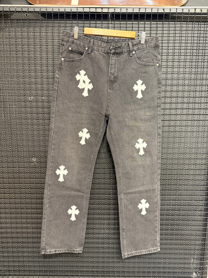 Calça Jeans Escura Chrome Hearts White Cruz - Pronta Entrega