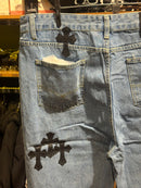 Calça Jeans Chrome Hearts Cruzes Pretas - Pronta Entrega