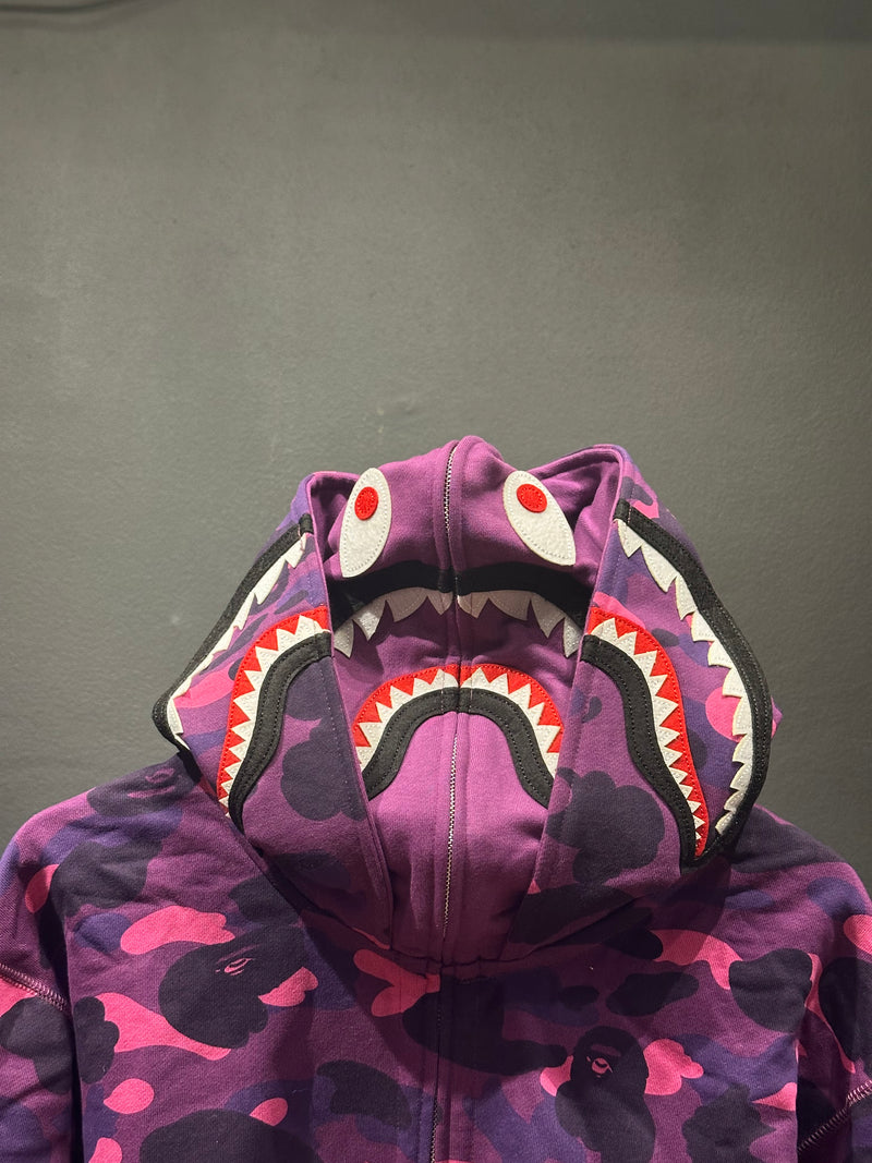 Jaqueta Bape Shark Camo Pink Dual Hoodie Full Zip - Pronta Entrega