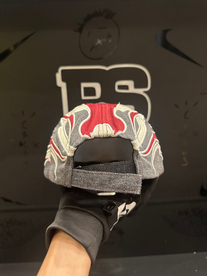 Boné Balenciaga Jeans Flame Aba Curva - Pronta Entrega