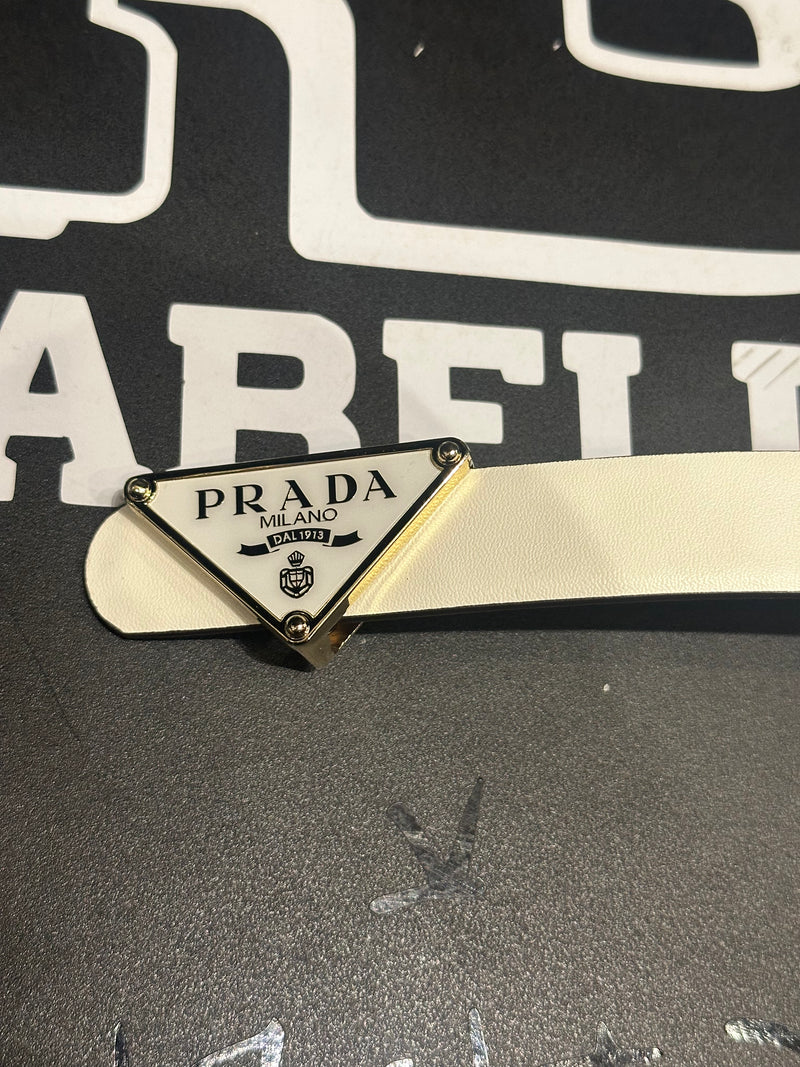 Cinto Feminino Prada Milano Branco/Rosa 95 CM  - Pronta Entrega