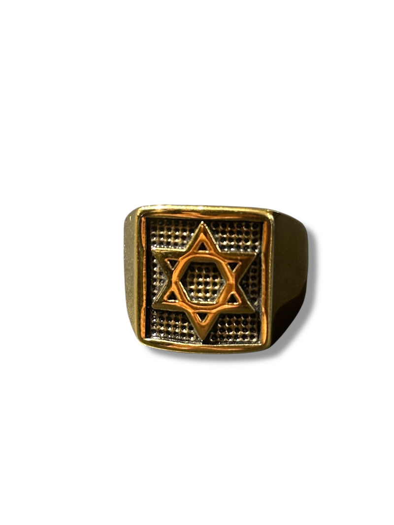Anel Aço Inoxidável Dourado Estrela de Davi 30 CM - Pronta Entrega