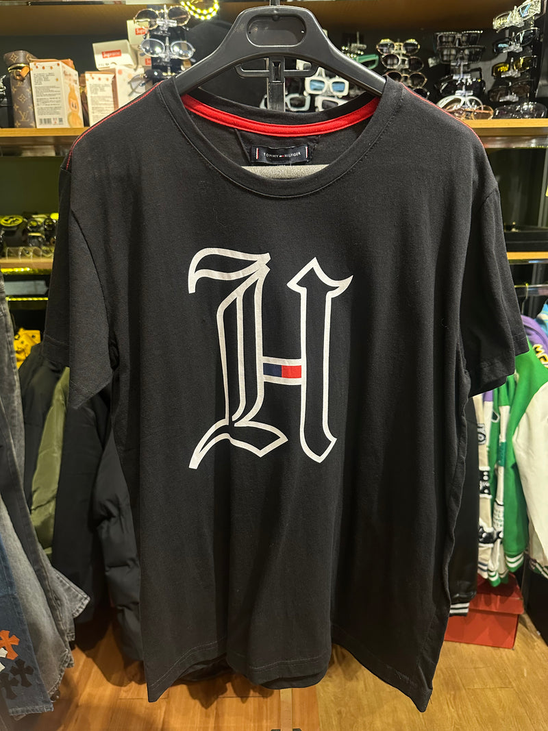 Camisa Tommy Hilfiger Preta Logo H Frontal - Pronta Entrega