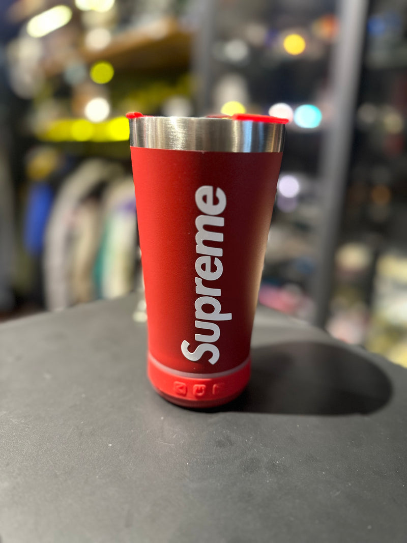 Copo Térmico Supreme Vermelho 473ML Com Caixa de Som Embutida e Abridor de Lata - Pronta Entrega